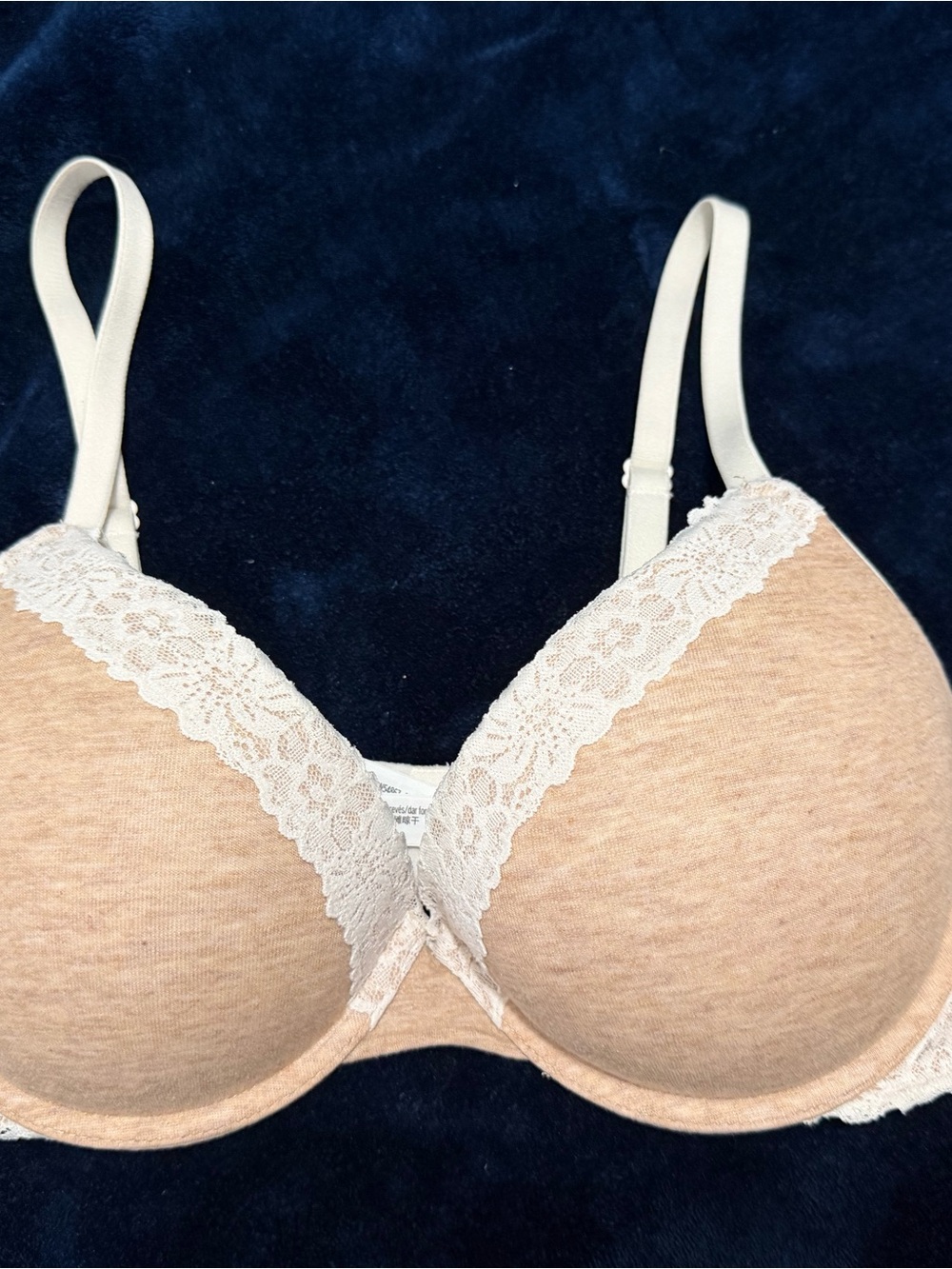 PINK Victoria's Secret Beige Lace-Trim T-Shirt Bra